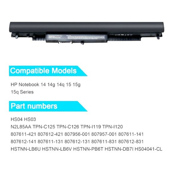 HP 807956-001 HS03 HS04 Replacement Laptop Battery - Picture 2 of 7